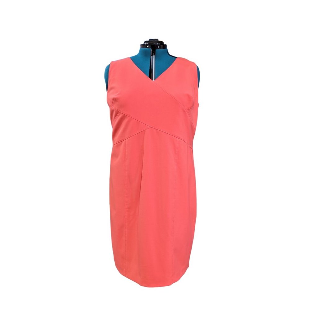 Tahari Dress Sleeveless  Bright Persimmon 14W